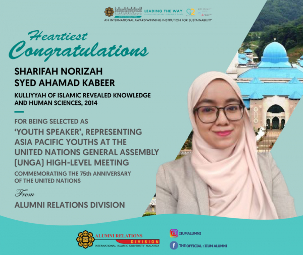 Congratulations Sr. Sharifah Norizah binti Syed Ahamad Kabeer 